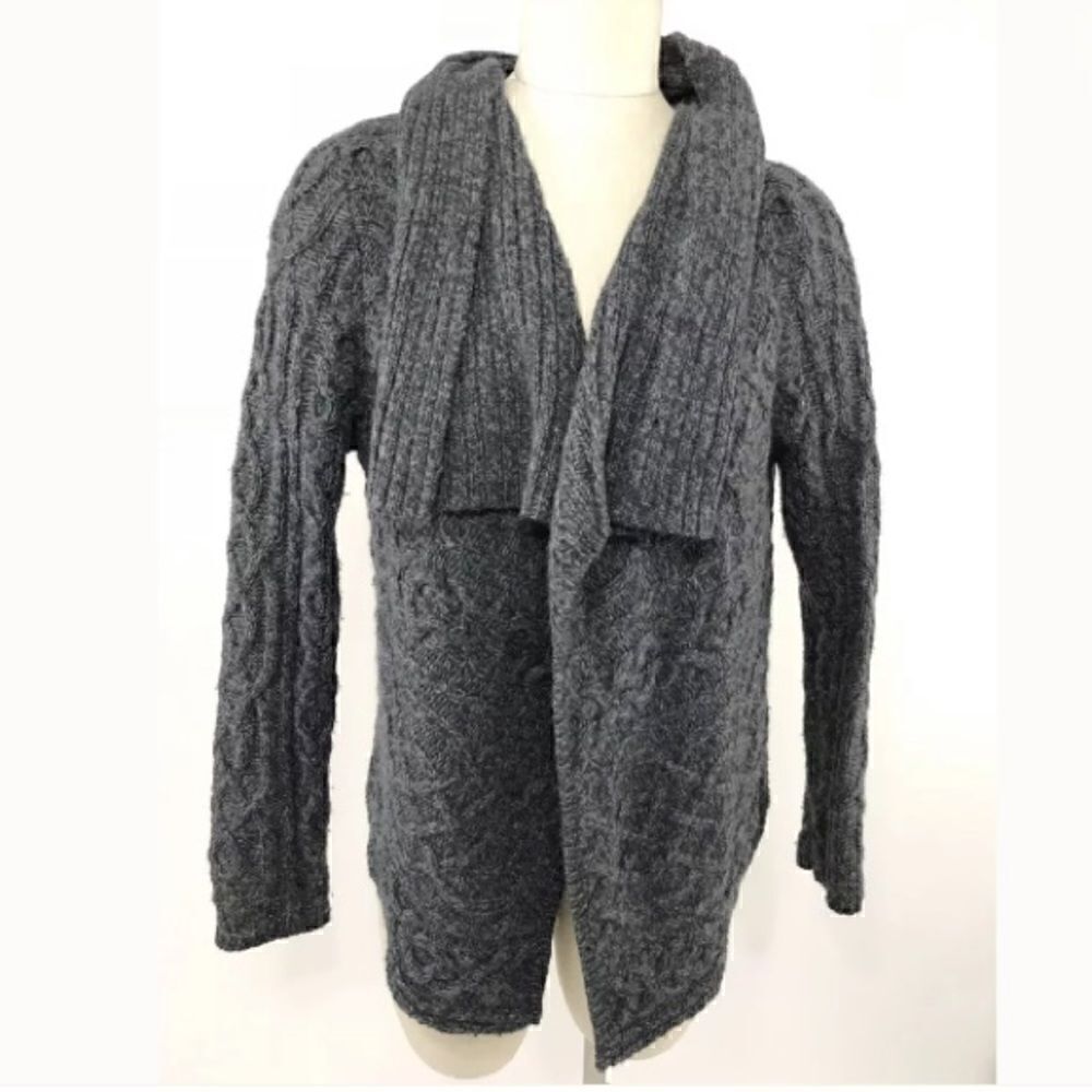 Magaschoni Sweater Open Front Cardigan Cable Knit